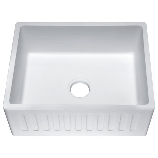 Petima Farmhouse Reversible Apron Front Solid Surface 24 in. Single Basin Kitchen Sink in White