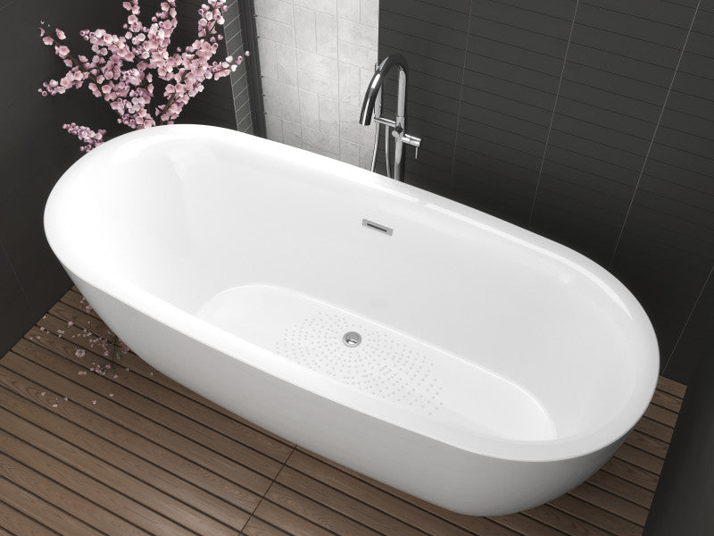 FT-AZ401 - Ami 67 in. Acrylic Flatbottom Freestanding Bathtub in White