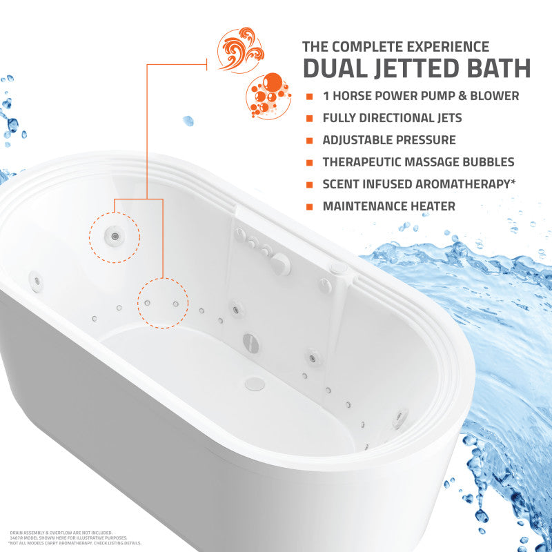 Atlantis Whirlpools Royale 34 x 67 Oval Freestanding Air & Whirlpool Water Jetted Bathtub