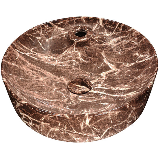 Marbled Series Ceramic Vessel Sink in Marbled Chocolate Finish