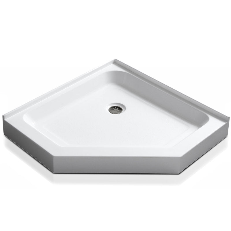Randi 36 in. x 36 in. Neo-Angle Double Threshold Shower Base in White