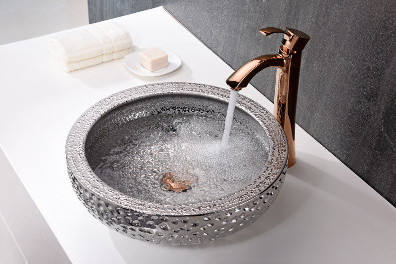 Levi Series Vessel Sink in Speckled Silver