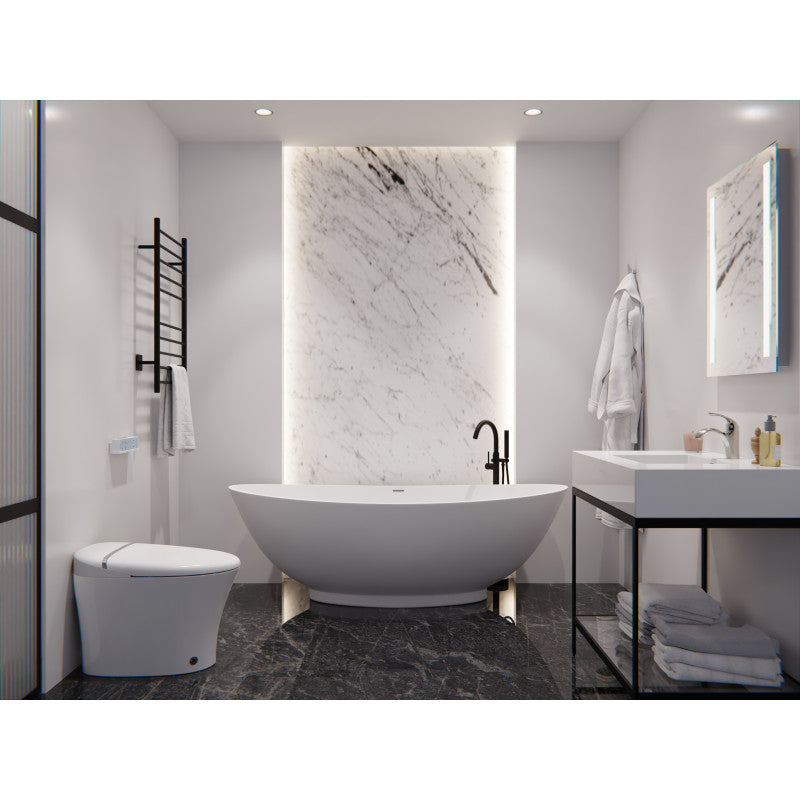 FT-AZ508 - Ala 6.2 ft. Solid Surface Center Drain Freestanding Bathtub in Matte White