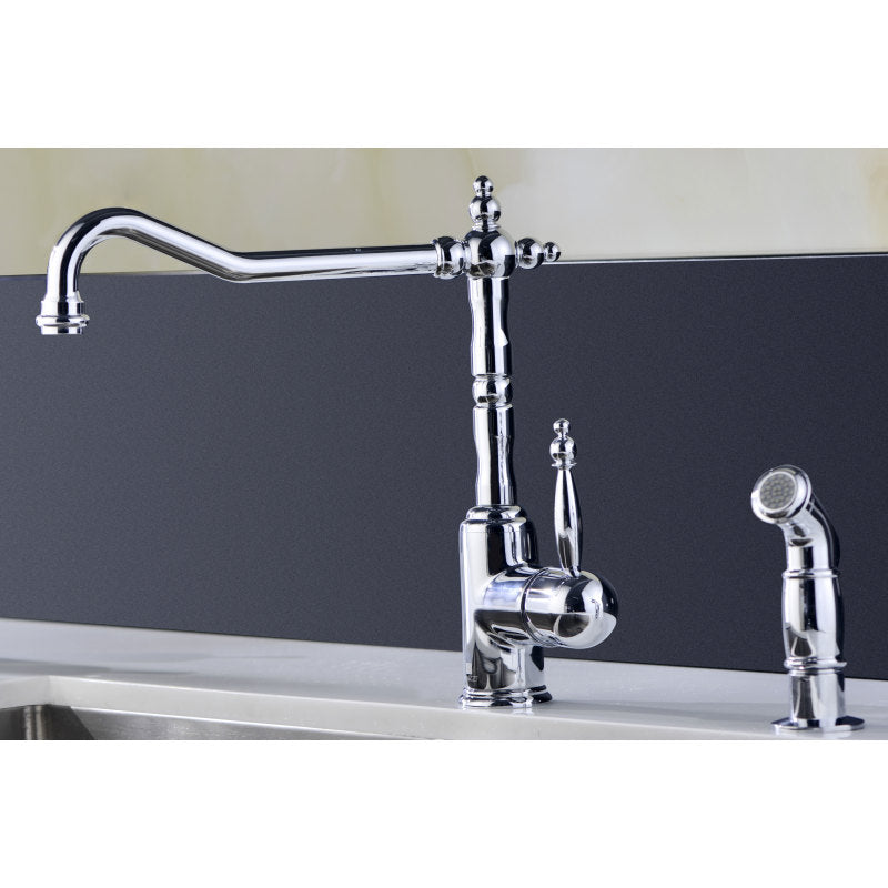 Elysian Farmhouse 32 in. Single Bowl Kitchen Sink with Locke Faucet in Polished Chrome