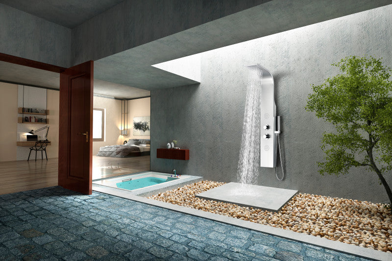 Vanzer 52 in. Full Body Shower Panel with Heavy Rain Shower and Spray Wand in Brushed Steel