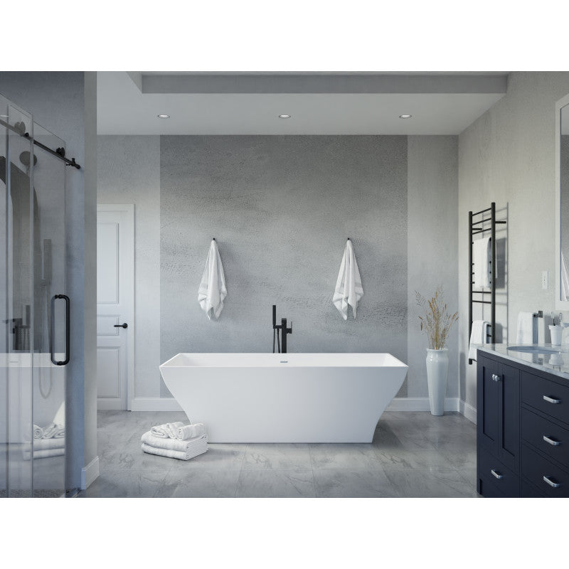 FT-AZ509 - Crema 5.9 ft. Solid Surface Center Drain Freestanding Bathtub in Matte White
