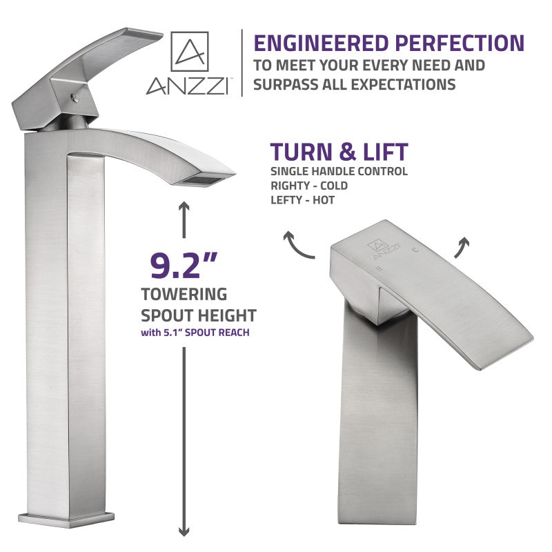 Tutti Single Hole Single-Handle Bathroom Faucet in Brushed Nickel