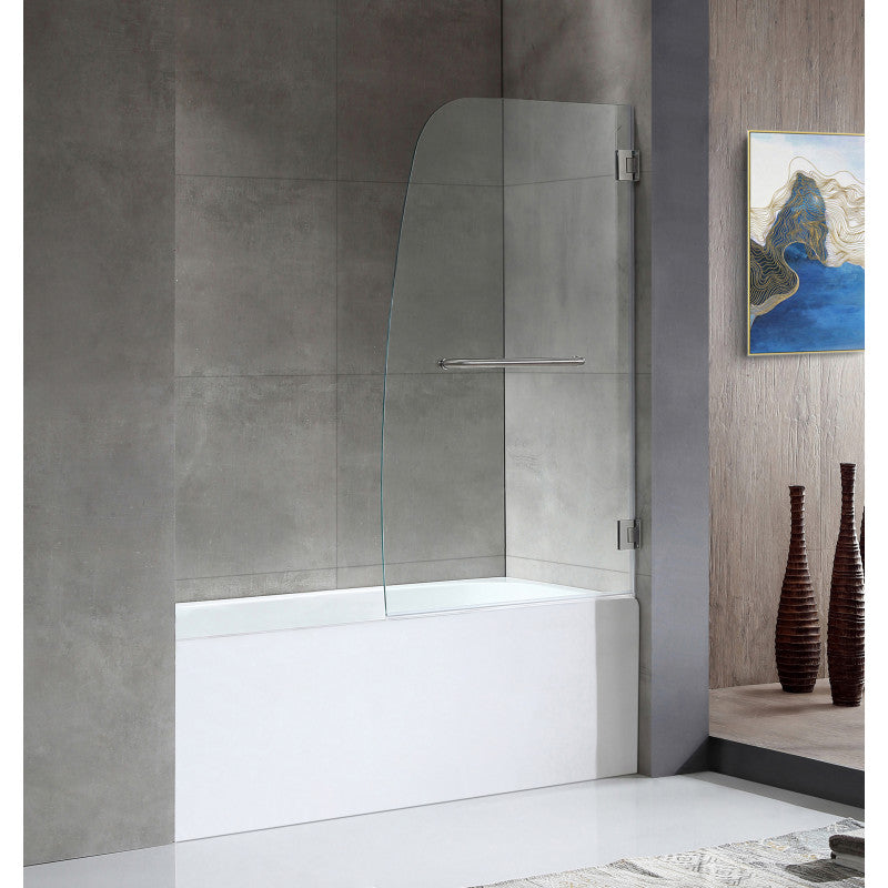 Anzzi 5 ft. Acrylic Right Drain Rectangle Tub in White With 34 in. by 58 in. Frameless Hinged Tub Door in Brushed Nickel