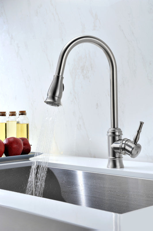 Sails Pull Down Single Handle Kitchen Faucet in Brushed Nickel