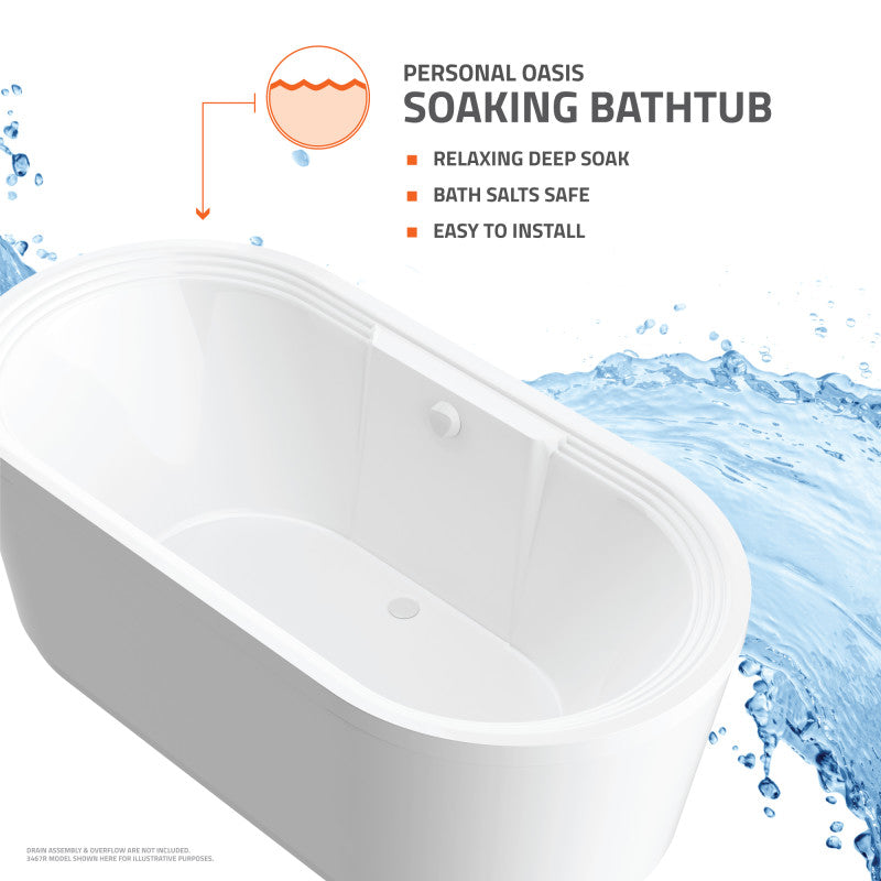 Atlantis Whirlpools Embrace 34 x 71 Oval Freestanding Soaker Bathtub