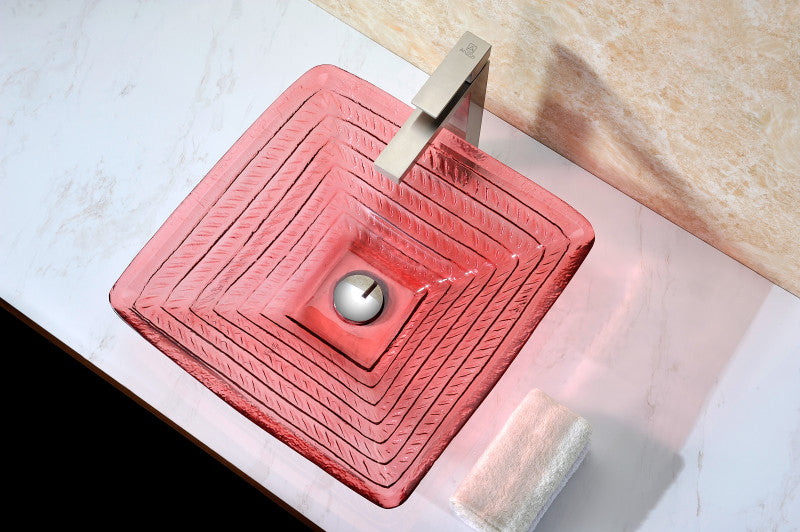 Nono Series Deco-Glass Vessel Sink in Lustrous Translucent Red