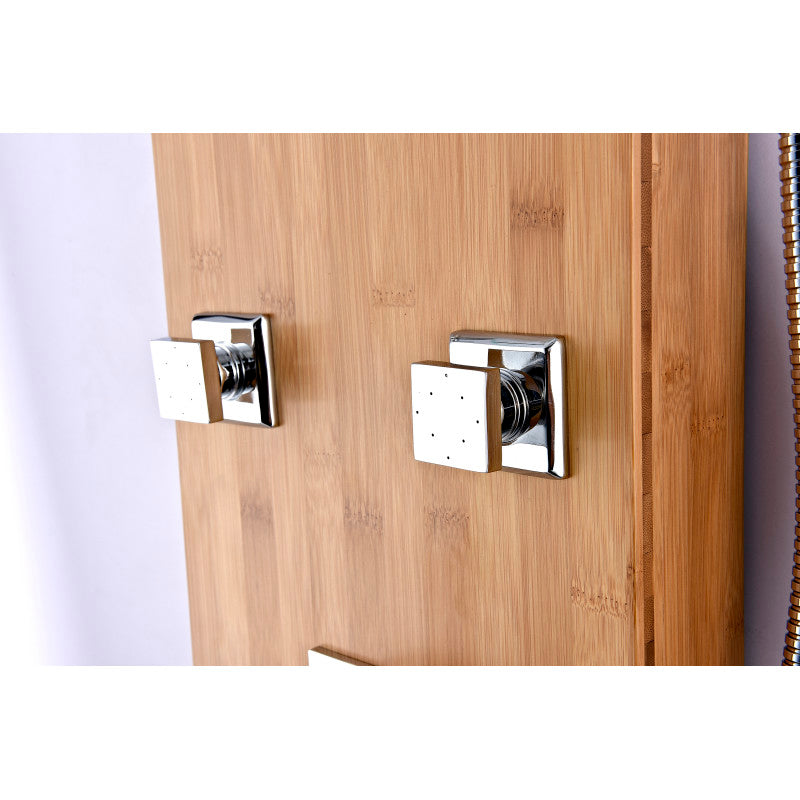 Crane 60 in. Full Body Shower Panel with Heavy Rain Shower and Spray Wand in Natural Bamboo