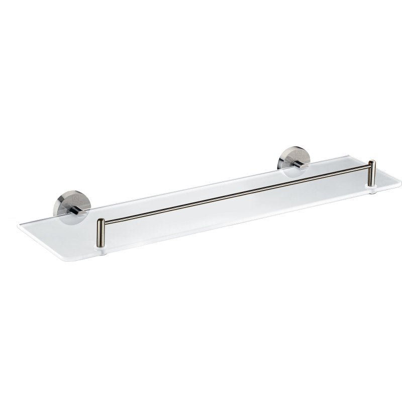 Caster Series Glass Shelf in Brushed Nickel