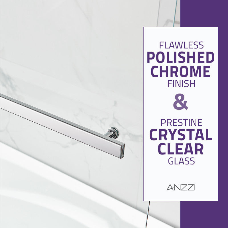 Anzzi 5 ft. Acrylic Right Drain Rectangle Tub in White With 48 in. x 58 in. Frameless Tub Door in Polished Chrome