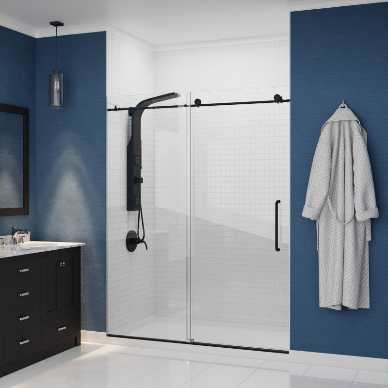 Aura 2-Jetted Shower Panel with Heavy Rain Shower & Spray Wand in Matte Black