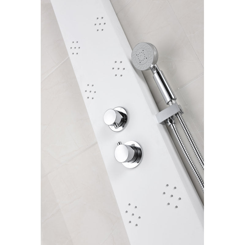 Swan 64 in. 6-Jetted Full Body Shower Panel with Heavy Rain Shower and Spray Wand in White