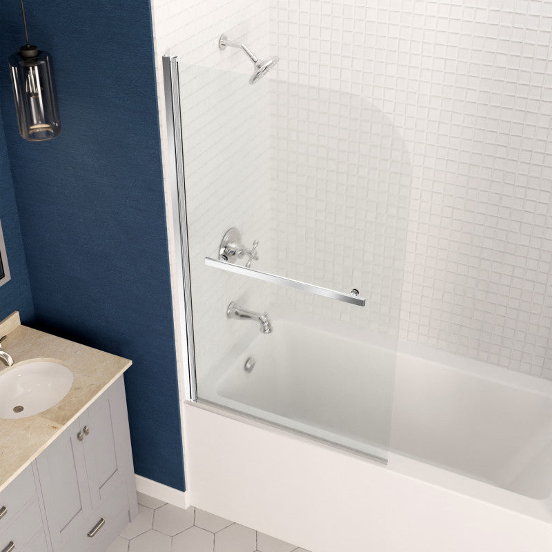 Anzzi 5 ft. Acrylic Left Drain Rectangle Tub in White With 34 in. x 58 in. Frameless Tub Door in Polished Chrome