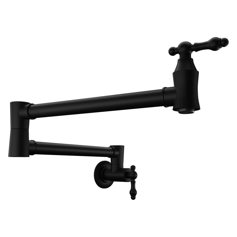 Marca 360-Degree 24" Wall Mounted Pot Filler with Dual Swivel in Matte Black