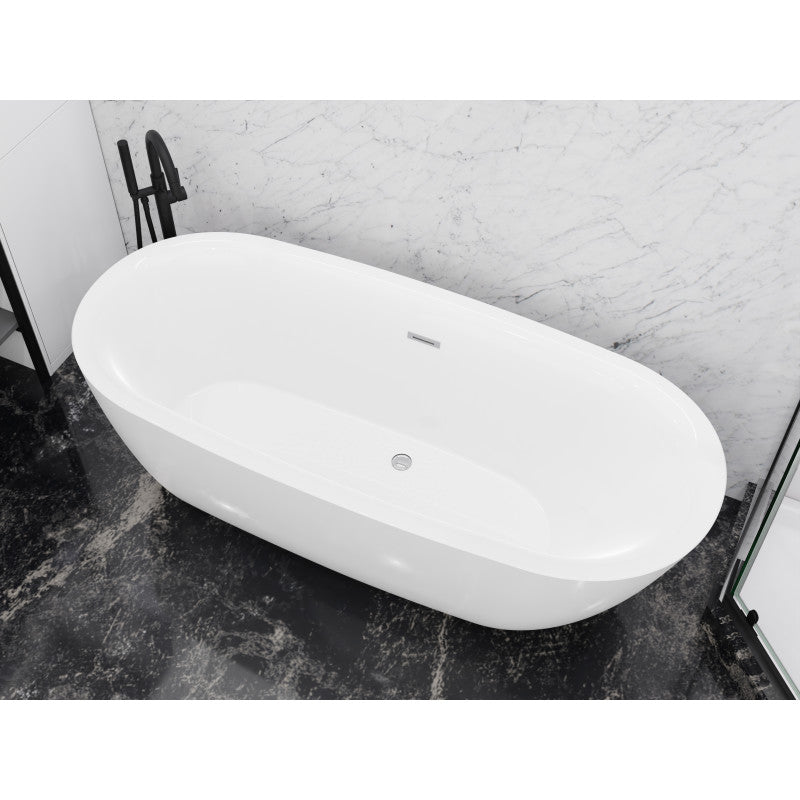 FT-AZ411-59 - Britt 59 in. Acrylic Flatbottom Freestanding Bathtub in White