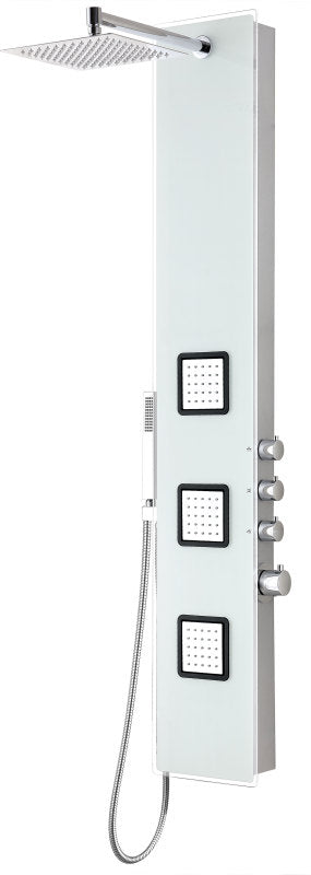 Leopard 60 in. 3-Jetted Full Body Shower Panel with Heavy Rain Shower and Spray Wand in White