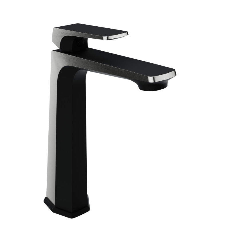ANZZI Single Handle Single Hole Bathroom Vessel Sink Faucet With Pop-up Drain in Matte Black & Brushed Nickel