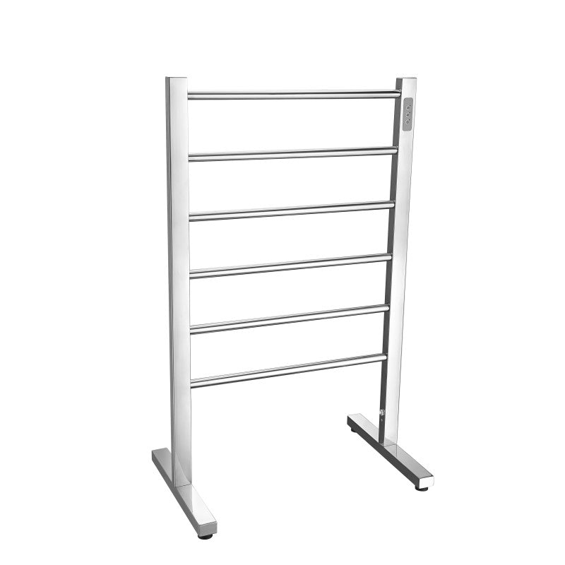 Kiln Series 6-Bar Stainless Steel Floor Mounted Electric Towel Warmer Rack in Polished Chrome