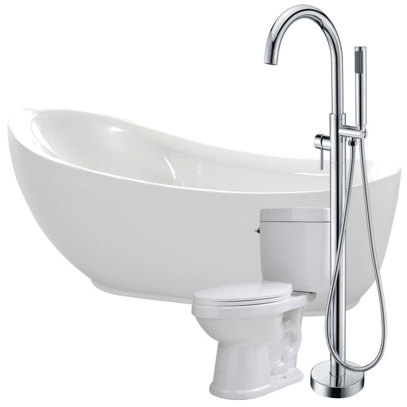 FTAZ090-25C-65 - Talyah 71 in. Acrylic Flatbottom Non-Whirlpool Bathtub with Kros Faucet and Talos 1.6 GPF Toilet