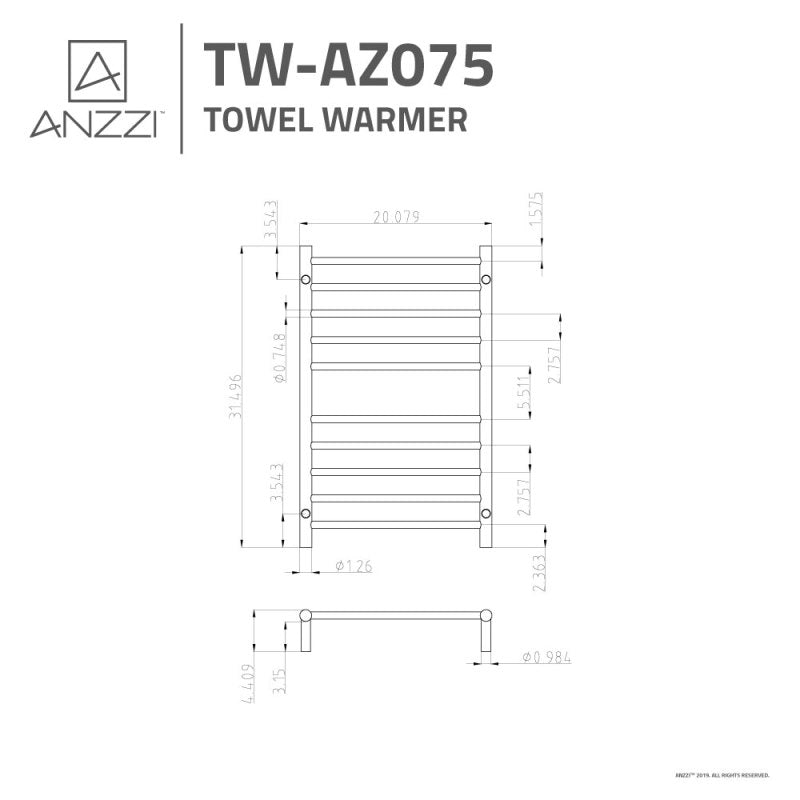 Bali Series 10-Bar Stainless Steel Wall Mounted Towel Warmer in Brushed Nickel