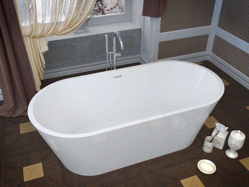 Dover 5.6 ft. Acrylic Center Drain Freestanding Bathtub in Glossy White