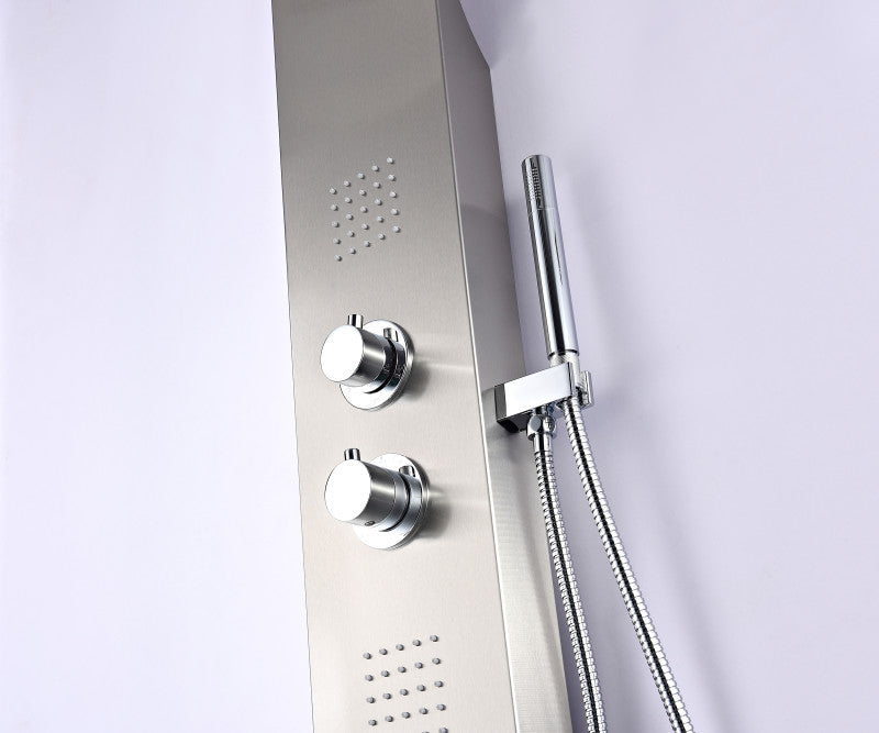 Anchorage 51 in. Full Body Shower Panel with Heavy Rain Shower and Spray Wand in Brushed Steel