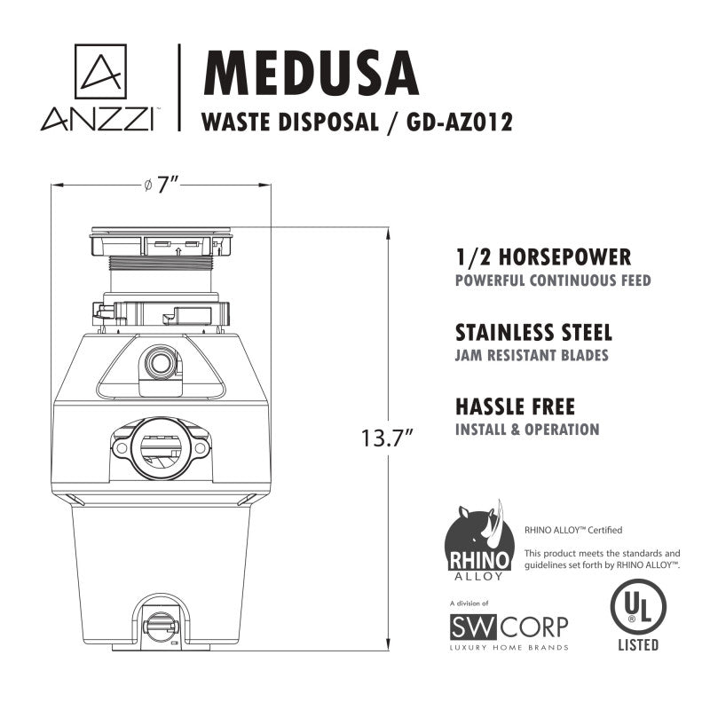 Medusa Series 1/2 HP Garbage Disposal