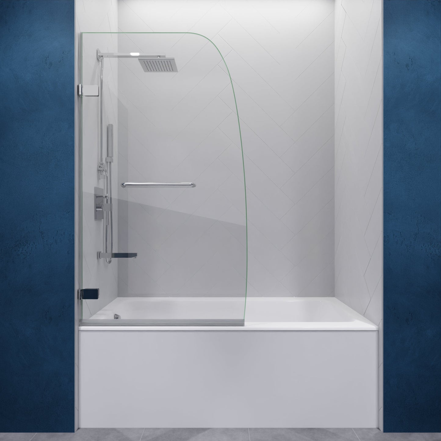 Grand Series 31.5 in. by 56 in. Frameless Hinged Tub Door in Chrome