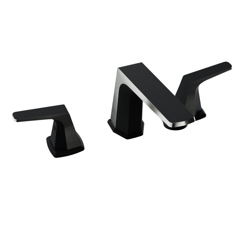 ANZZI 2-Handle 3-Hole 8 in. Widespread Bathroom Faucet With Pop-up Drain in Matte Black & Brushed Nickel