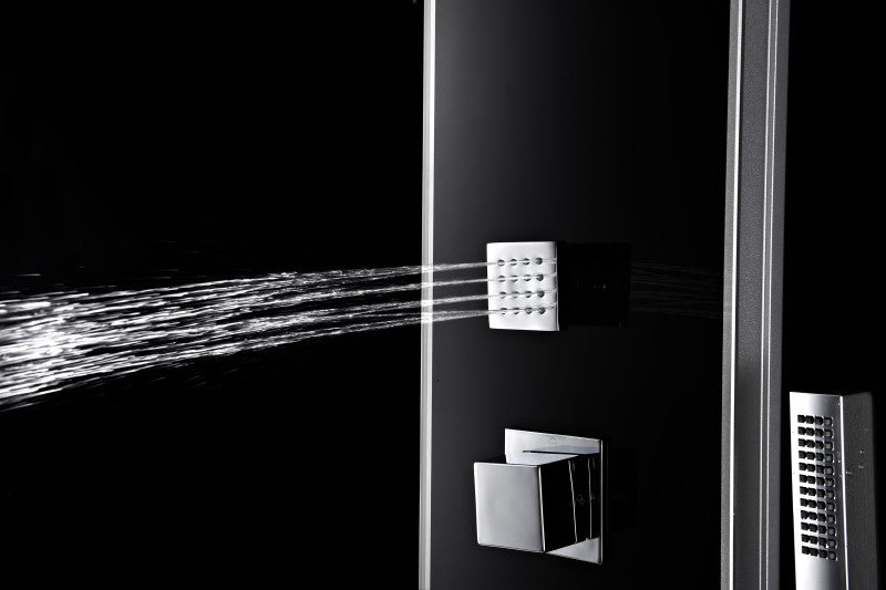 Llano Series 60 in. Full Body Shower Panel System with Heavy Rain Shower and Spray Wand in Black