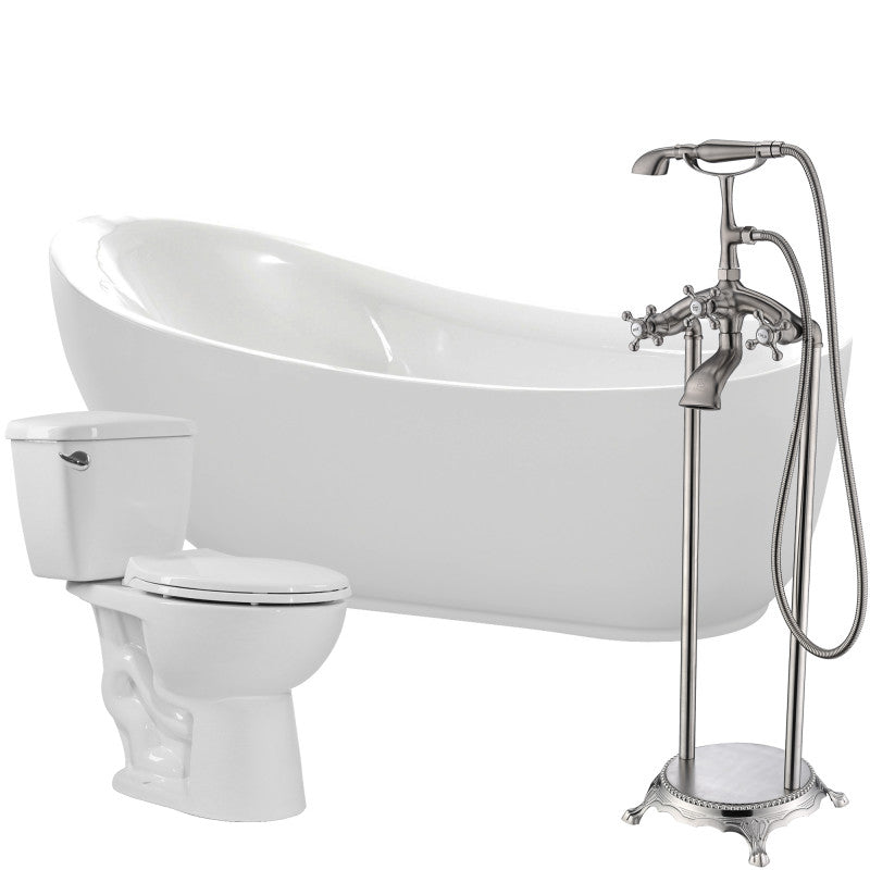 FTAZ090-52B-63 - Talyah 71 in. Acrylic Soaking Bathtub with Tugela Faucet and Cavalier 1.28 GPF Toilet