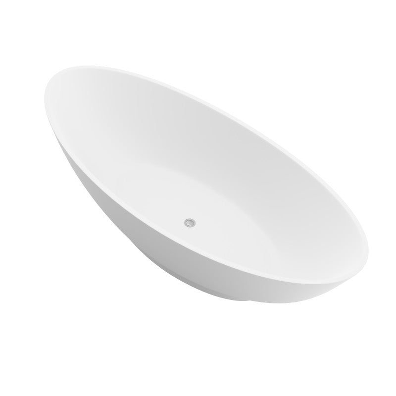 Masoko 6.2 ft. Solid Surface Center Drain Freestanding Bathtub in Matte White