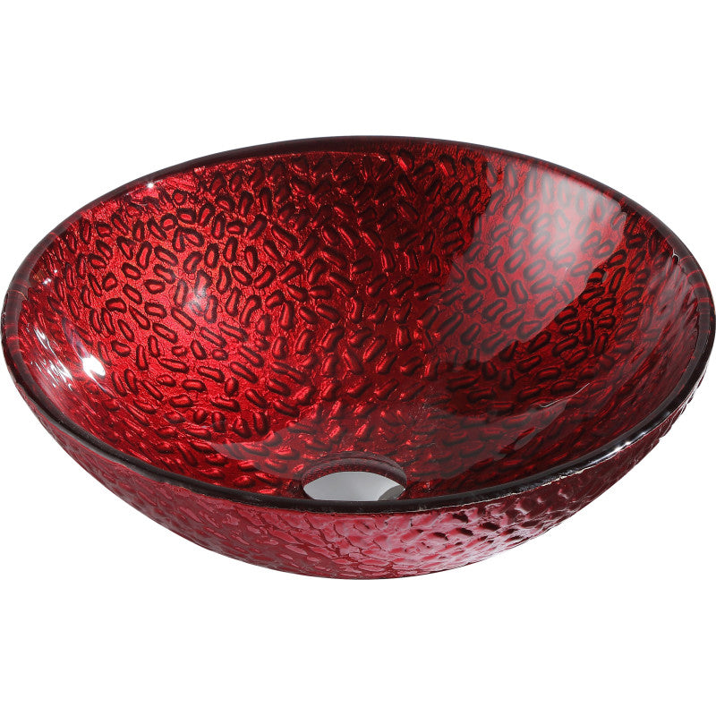 LSAZ080-095B - Rhythm Series Deco-Glass Vessel Sink in Lustrous Red Finish with Harmony Faucet in Brushed Nickel