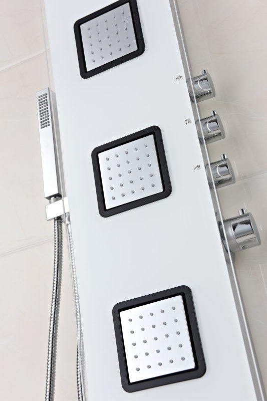 Leopard 60 in. 3-Jetted Full Body Shower Panel with Heavy Rain Shower and Spray Wand in White