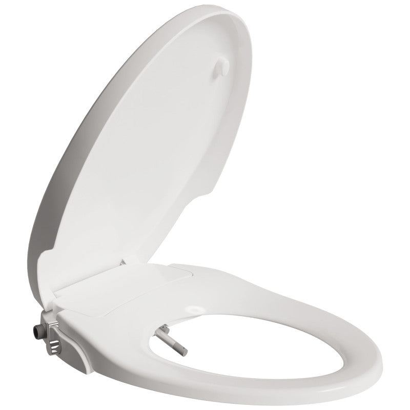 Hal Series Non-Electric Bidet Seat for Elongated Toilet in White with Dual Nozzle, Built-In Side Lever and Soft Close