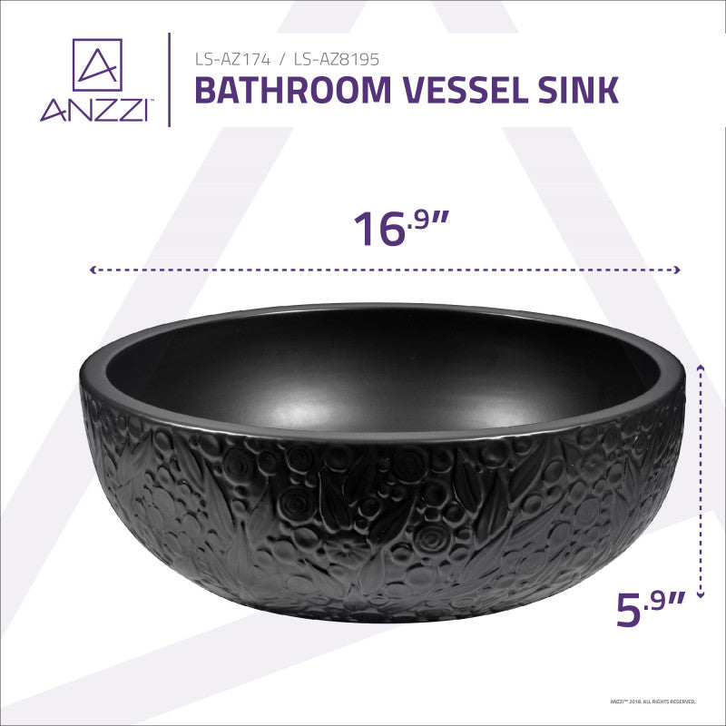 Stellar Series Ceramic Vessel Sink in Black