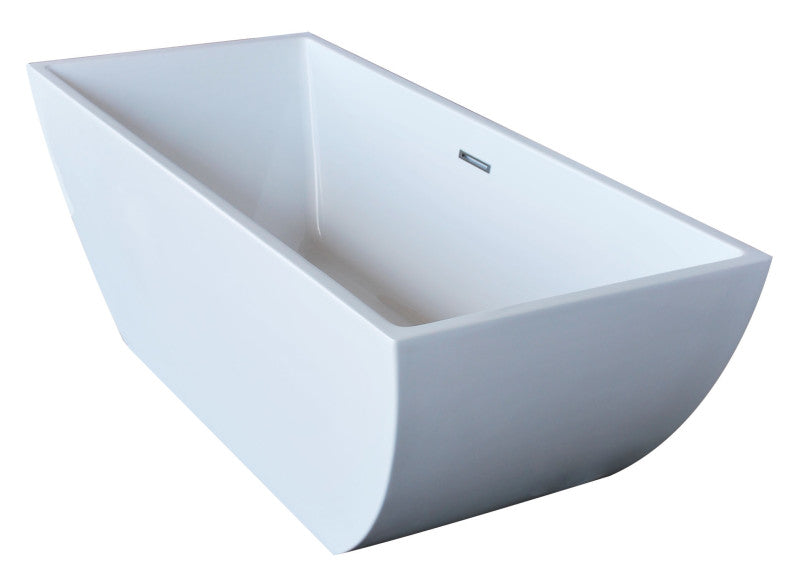 Rook 5.6 ft. Acrylic Center Drain Freestanding Bathtub in Glossy White