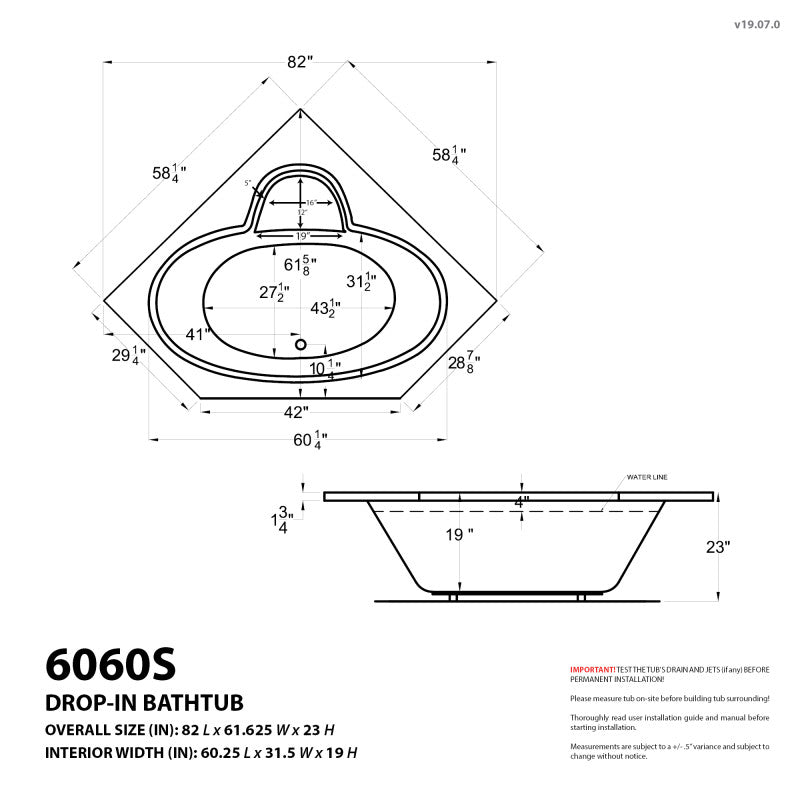 Atlantis Whirlpools Sublime 60 x 60 Corner Whirlpool Jetted Bathtub