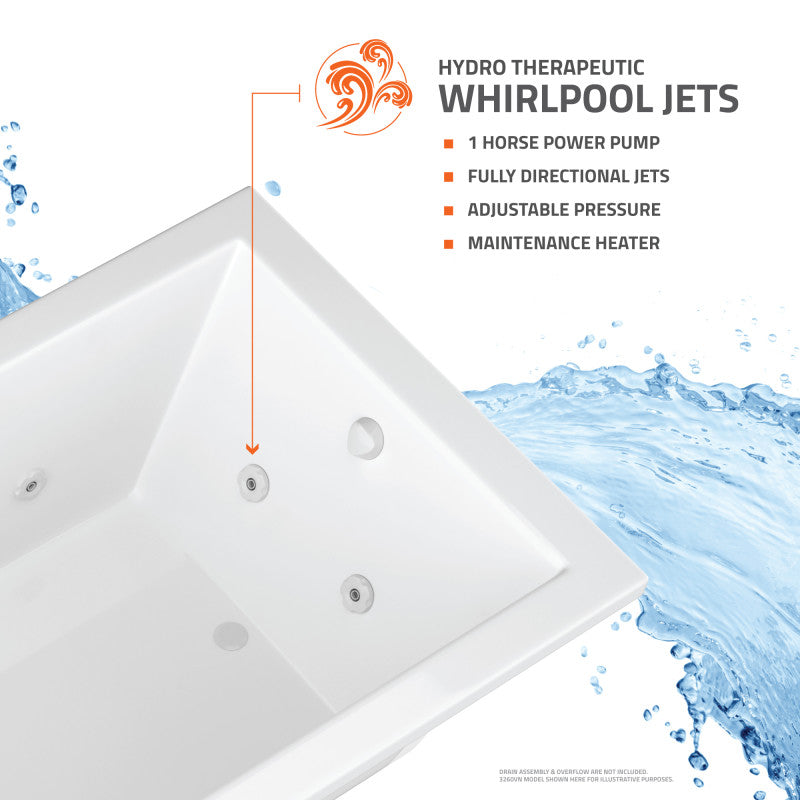 Atlantis Whirlpools Neptune 48 x 60 Rectangular Whirlpool Jetted Bathtub