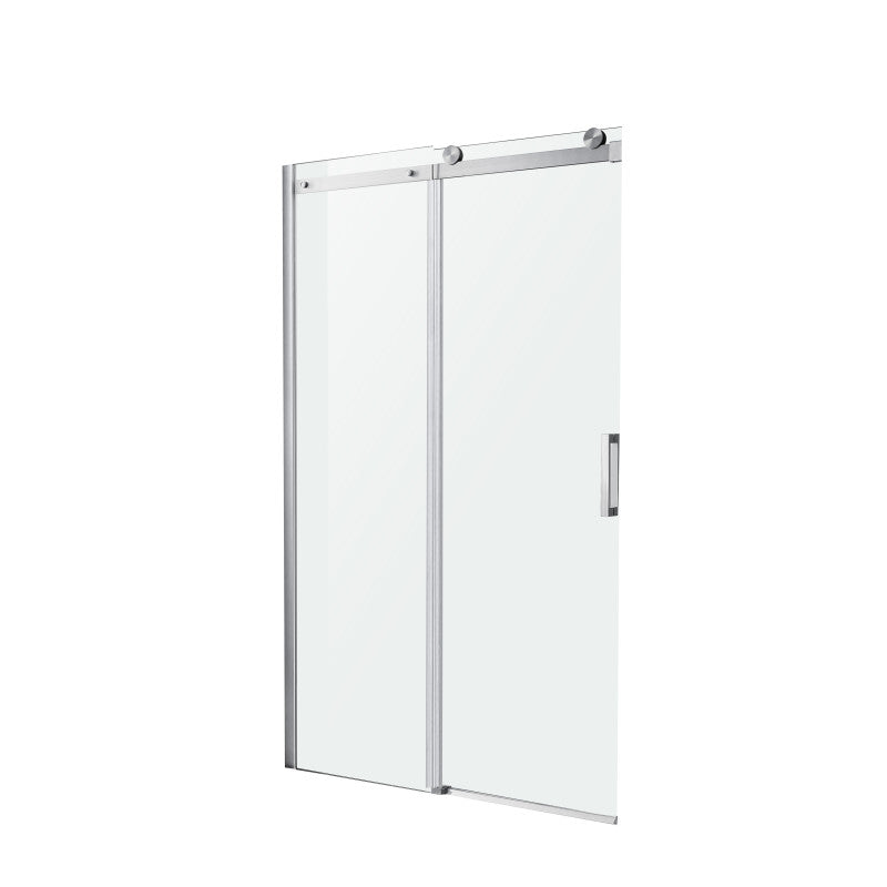 Rhodes Series 60 in. x 76 in. Frameless Sliding Shower Door with Handle in Brushed Nickel