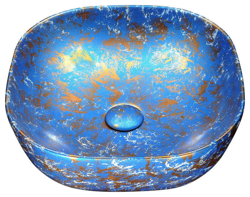 Marbled Series Ceramic Vessel Sink in Marbled Tulip Finish