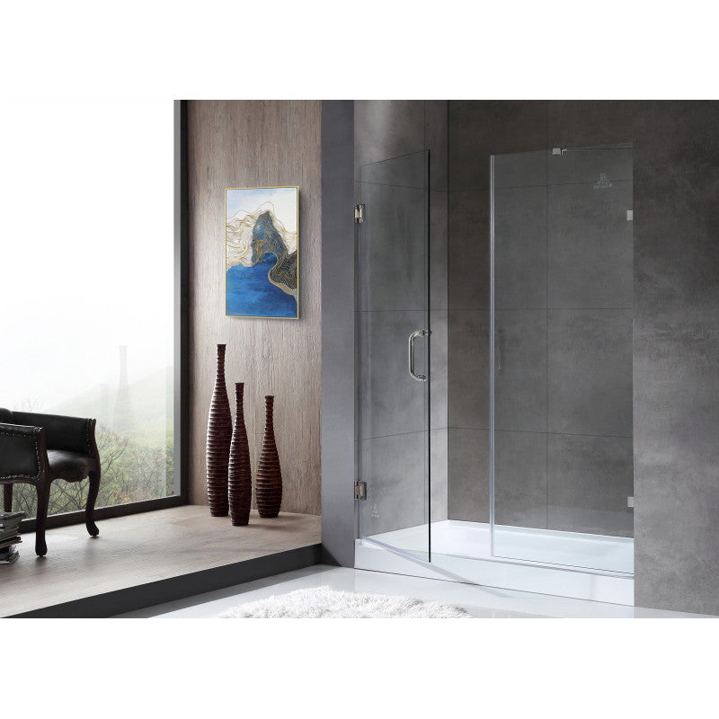 Maverick Series 60 in. by 72 in. Frameless Hinged Alcove Shower Door in Polished Chrome with Handle
