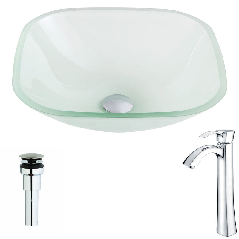 LSAZ081-095 - Vista Series Deco-Glass Vessel Sink in Lustrous Frosted with Harmony Faucet in Polished Chrome