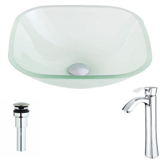 LSAZ081-095 - Vista Series Deco-Glass Vessel Sink in Lustrous Frosted with Harmony Faucet in Polished Chrome