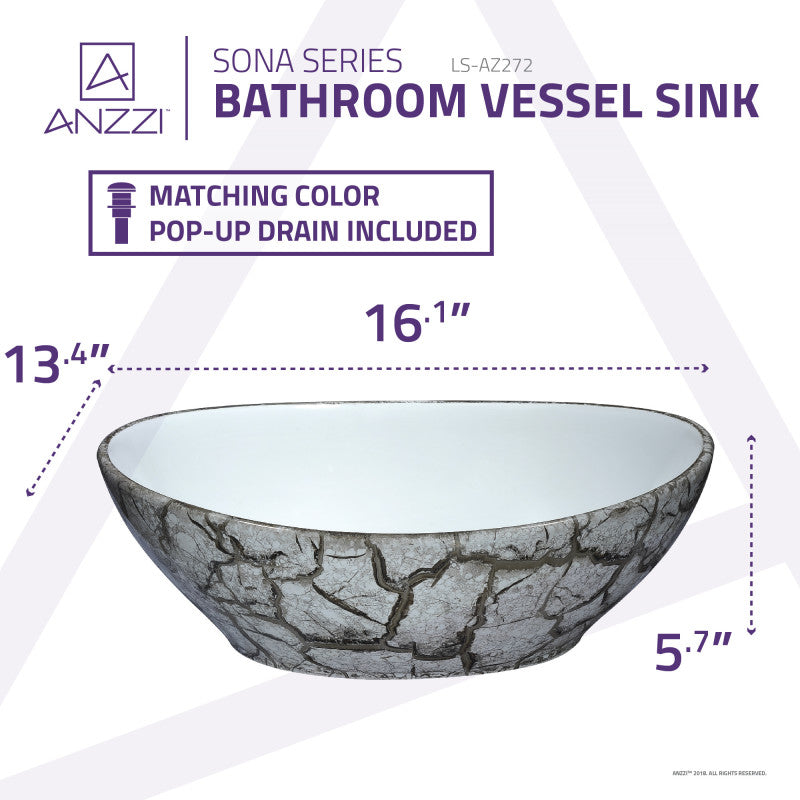 Sona Series Ceramic Vessel Sink in Grey