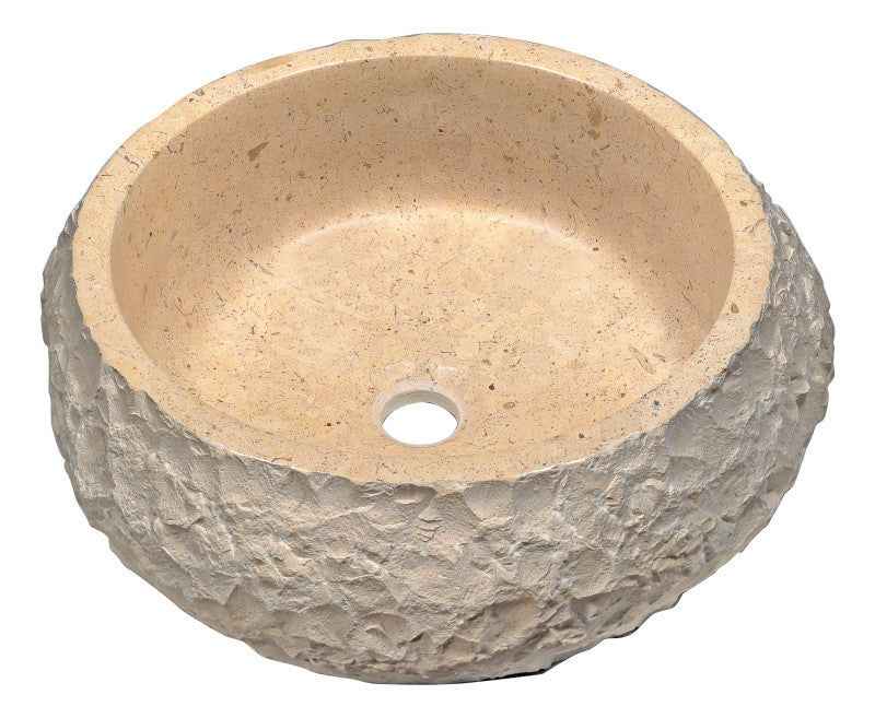 Desert Ash Vessel Sink in Classic Cream Marble